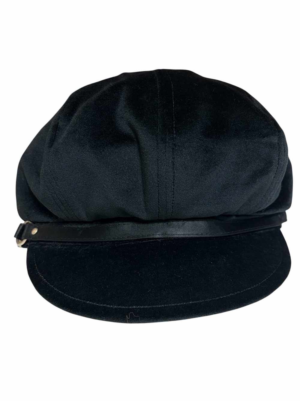Black Velvet Newsboy Hat Cabbie Cap 22" Circumference Like New Scala Vintage